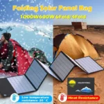 2025 exclusive 1000W portable solar panel folding bag with USB+DC for outdoor hiking camping and mobile phone charging - Image 5
