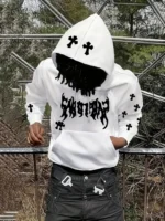 The new men’s hoodie for the autumn of 2025 features street casual fashion hip-hop simplicity and 3D cross print
