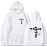 Men's hoodie with religious cross and motivational text prints pullover style autumn fashion hooded hoodie casual hoodie unisex - Image 2