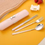 3PCS Portable Cutlery 304 Stainless Steel Spoon Fork Chopsticks Travel Tableware Set with Bow Box Dishwasher Safety for camping - Image 8