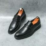 Men's Formal Leather Shoes Classic Style Slip On Loafers Round Toe Breathable Non-Slip Business Dress Wedding Office Casual Shos - Image 4