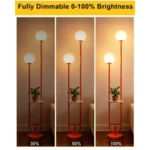 63IN Orange Floor Lamp with U Pole 2 Globe Mid Century Standing Lamps with Bulbs Included Unique Vintage Dimmable Tall Floor La - Image 4