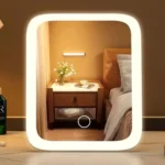 LED Smart Vanity Mirror with Light: Portable Desktop Makeup Mirror for Dorms & Bedrooms. Adjustable Fill Light for Girls