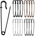 5/10/20PCS Extra-Large Steel Safety Pins 75mm(3") Heavy Duty Big Safety Pin Stainless Steel Spring Lock Pins for Clothes Crafts - Image 11