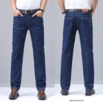 Summer new men’s micro elastic straight leg denim pants