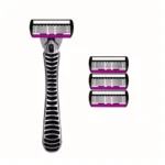 6pcs -layer classic razor, razor set, stainless steel blade, manual safety razor, reusable blade, silicone anti-skid layer