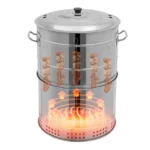 Portable Charcoal Grill BBQ 16 Inch Smokeless Vertical Rotating Kebabs Machine for Camping Backyard Picnic Patio 50 Skewers