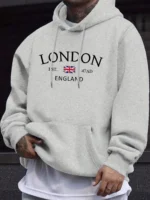 London Fashion Print Hoodies For Men Casual Autumn Winter casual sweatshirt Kangaroo pocket Long sleeve Autumn/Winter simple