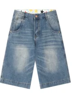 2025 Summer Men’s Loose Fit Denim Shorts Vintage Straight Leg Jean Shorts