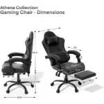 Athena Collection Carbon Fiber Black Gaming Chair - Ergonomic with Footrest Headrest Lumbar Support Height Adjustable Swivel - Image 2
