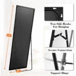 JHK 64"x21" Full Body Wall Mirror Standing Hanging or Leaning Wall-Mounted Mirrors with Stand Aluminum Alloy Frame Living Room - Image 3