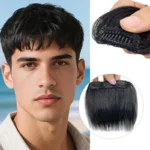 Clips in Hair Bang Cover High Forehead Real Hair Bangs for Mens 100% Human Hair Bangs Fringe Extension for Volume