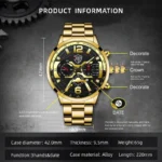 5PCS Set DEYROS Fashion Mens Calendar Watches Men Business Stainless Steel Quartz Wristwatch Male Casual Necklace Bracelet Watch - Image 2