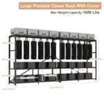 Teousev Portable Folding Fabric Wardrobe, Dustproof Clothes Closet Organizer, Modular Storage Rack for Dressing Room & Bedroom - Image 7