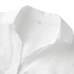 Women Summer Kawaii Solid Shirring Button Up Turn Down Collar Short Sleeve