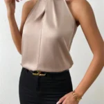 Women Summer Style Blouses Shirts Lady Casual Sleeveless Stand Collar Elegant Blouse Tops