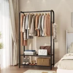 Portable Closet Garment Rack with Shelves Heavy Duty Hanger Stand Free Standing Wardrobe for Clothes - Image 2