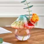 Colourful Glass Mushroom Vase For Plant Display Home Decor Table Centerpiece Hydroponic Aromatherapy Vase Desktop Art Decoration - Image 5