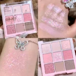 DIKALU 9-Color Sakura Eyeshadow Palette Glitter Matte Low Saturation Pink Brown Nude Makeup Shimmer Eye Pigments Long Lasting - Image 2