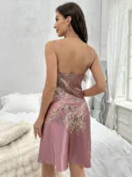 Floral Print Nightdress Sexy V Neck Spaghetti Strap Sleep Dress Women's Sleepwear Dresses - Image 6