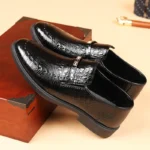 Large Size Business Men's Dress Shoes Crocodile Pattern Casual Versatile Men's Shoes - Image 3