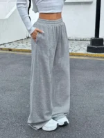 Women’s Drawstring Jogging Pants, Casual and Comfortable with Pockets, Mid Waist Sports Pants, Suitable for All Seasons
