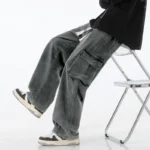 Men Cargo Jeans Baggy American High Street Y2K Multi-pocket