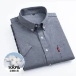 100% Cotton Oxford Men's Shirts Short Sleeve Solid color Soft Regular Fit Formal Dress Shirt Social Blouse Male Clothes M-5XL - Image 13