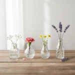 10PCS/SET Retro Relief Mini Glass Vase Crystal Clear European Style Small Vase Set Decorative Elegant Flower Holder - Image 2