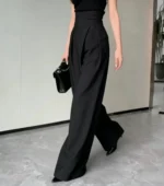 New Black Trousers Spring Summer Women Leisure Commuting High Waist Suit Wide - Image 4