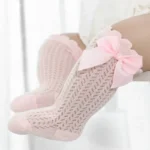 0-36M Baby Girl Socks Toddler Big Bow Cotton Summer Mesh Infant Knee Socks Newborn Long Princess Socks For Girls 2025