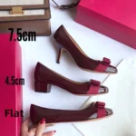 Comfortable round Toe High Version Spring New Style Red Shoes with Bow Tie Flat Heel Velvet Women Casual Shoes Ballet Flat - Image 3