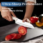 15PCS Kitchen Knife Set with Block & Sharpener, Stainless Steel Knives, Dishwasher Safe, Rust Resistant, Ergonomic Handle - Image 3