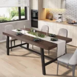 70.87″ Industrial Dining Table For 6-8, Wooden Kitchen Table With Metal Frame, Rectangular Counter For Dining Room & Kitchen