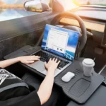 Car Steering Wheel Desk For Tesla Model 3/Y  Car Steering Wheel Laptop Foldable Tray Food Desk Portable car Office Table - Image 2