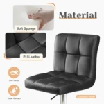 JHK PU Leather Bar Stools Set of 2,Upholstered Counter Height Bar Stools,SGS Certified Gas Gylinder Comfortbale Backrest - Image 4