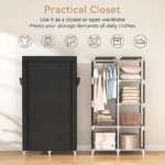 ROJASOP Portable Closet Wardrobe Closet for Hanging Clothes with 6 Storage Shelves 1 Hanging Rod and 4 Pockets Free Standing Cl