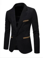 Men's Corduroy Blazer Jacket Medium Thick Business Suit Spring & Fall Season Fitted Design Woven Fabric Style - Image 2