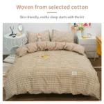 100% Cotton Duvet Cover Set,Bedding Set With Plaid Stripe,Skin Friendly Breathable,1 Duvet Cover,2 Pillowcase,Japan Simple Style - Image 6