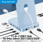 PULWTOP Upgraded 11 in 1 USB C Hub for iMac 24 inch , Support M.2 SSD(NOT Included), 4K HDMI, Ethernet, USB A/C 10Gbps, SD/TF - Image 7