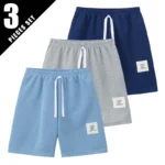 1/3/6 Pcs Children's Solid Color Drawstring Strap Shorts Boy Casual Fashion Pants Girl Joker Comfortable Elastic Waist Pants - Image 7