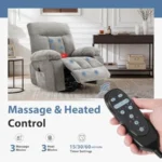 Rocker Recliner Chair Swivel Recliner with Vibration Massage and Lumbar Heating 270° Rotating Chenille Fabric Recliner with foo - Image 5