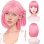Center-parted black bob hairstyle synthetic wig for Halloween party cosplay wig daily high-temperature hair accessory - Image 13