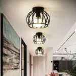 Retro E27 Ceiling Lights for Balcony Corridor Indoor Interior Black Ceiling Lamps Decor Metal for Bedroom Aisle Porch AC110-220V - Image 2