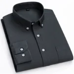 New 100% Cotton Oxford Men’s Shirts Long Sleeves Plaid Soft Regular Fit Formal Dress Shirt Pocket Social Blouse Male Clothes