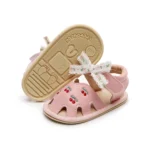 Cute Baby Girl Sandals Stylish PU Leather Non-slip Bowknot Cherry Summer Flats Toddler Shoes for Everyday Wear - Image 2