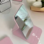 1PC Portable Makeup Mirror, Made Of Polyurethane Leather, Foldable Travel Mirror, Suitable As Gift, Travel Essential, Cosmetics,