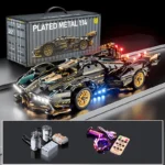 2024 Black V12 Block Roadster RC Tech Racer 1:14DIY Roadster building block assembly Block car toy birthday gift （1000+granule）