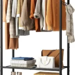 Portable Closet Garment Rack with Shelves Heavy Duty Hanger Stand Free Standing Wardrobe for Clothes