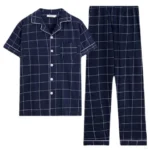 100% Cotton Button up Top and Pants Men’s Plus Size Pajamas Loungewear Casual Simple Fashion Youth Sleepwear Homewear 2PCS Set